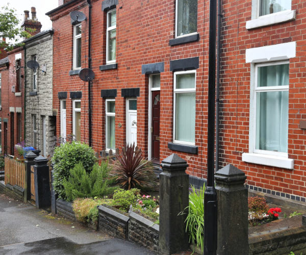 A row of terrace houses on a Sheffield street